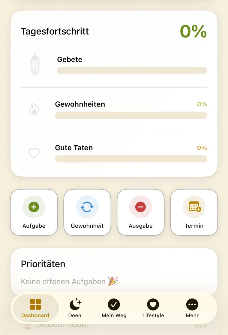 Amanah app, daily progress for prayers, habits and good deeds